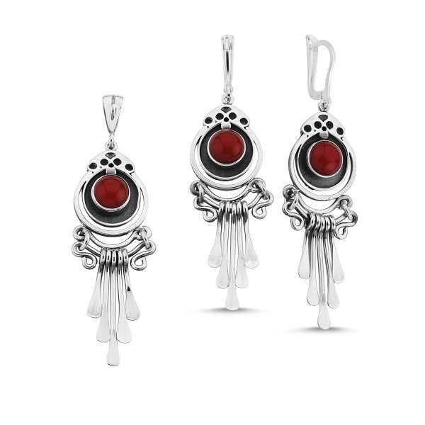 Set argint handmade cu Coral [1]