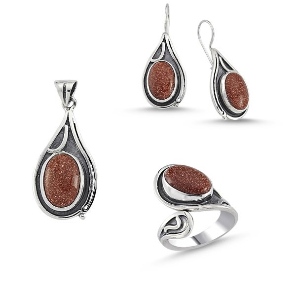 Set argint handmade cu Goldstone [1]