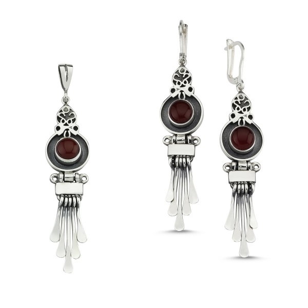 Set argint handmade de agat rosu [1]