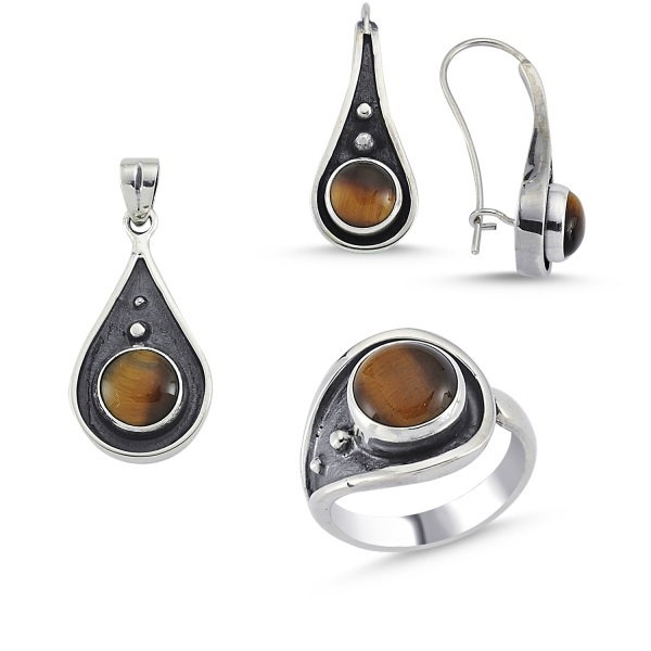 Set argint handmade ochi de tigru [1]