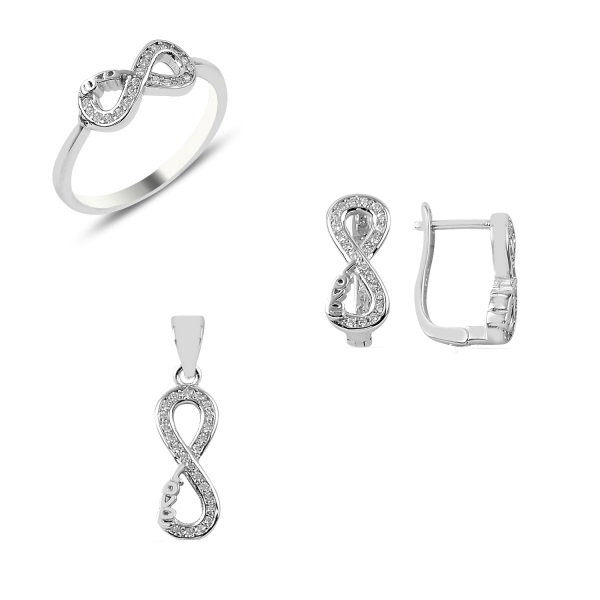 Set argint inel, cercei, pandant Love & Infinity [2]