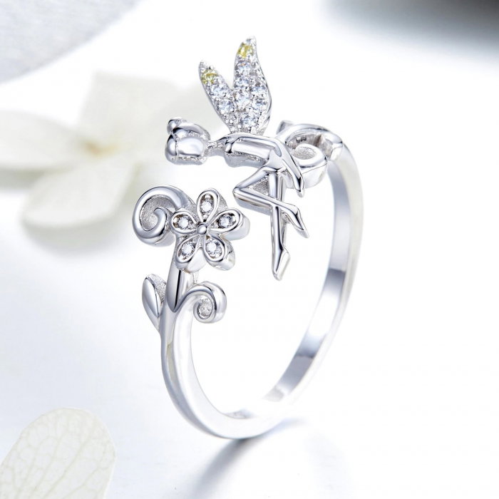 Set argint inel reglabil si cercei cu zane si zirconii colorate [7]