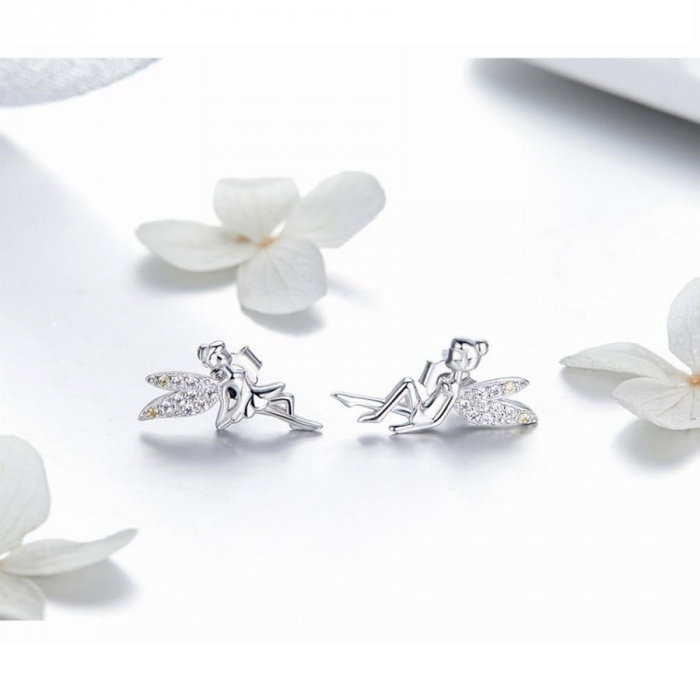 Set argint inel reglabil si cercei cu zane si zirconii colorate [4]