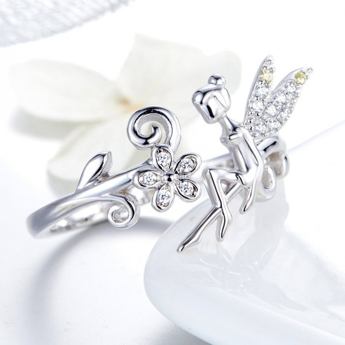 Set argint inel reglabil si cercei cu zane si zirconii colorate [6]