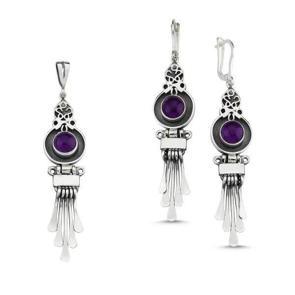 Set argint lucrat manual cu ametist [1]