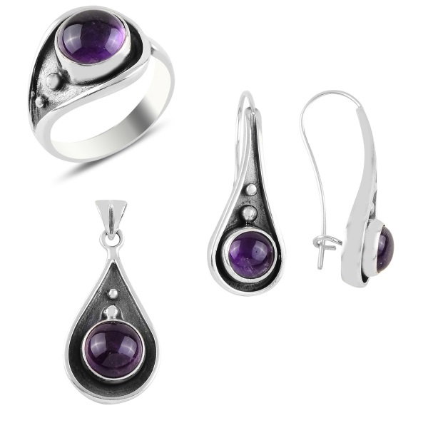 Set argint lucrat manual cu ametist [1]