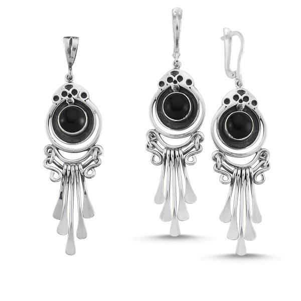 Set argint lucrat manual cu onix [1]