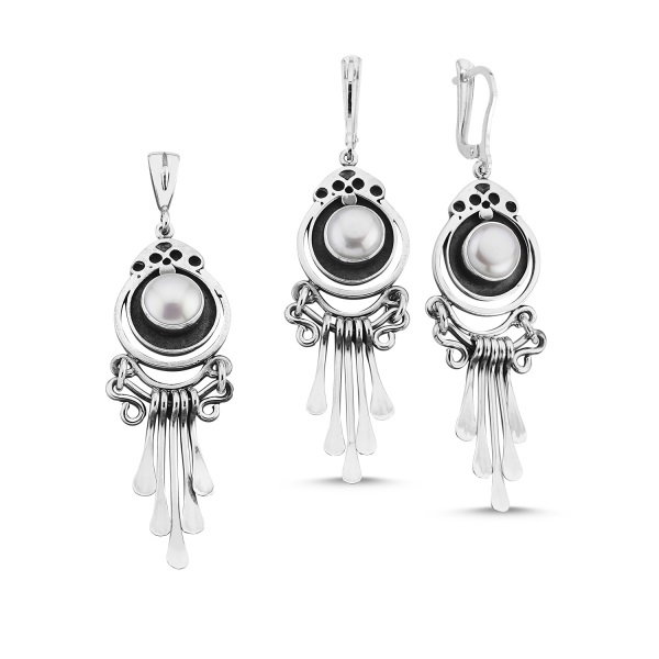 Set argint lucrat manual cu perla [1]