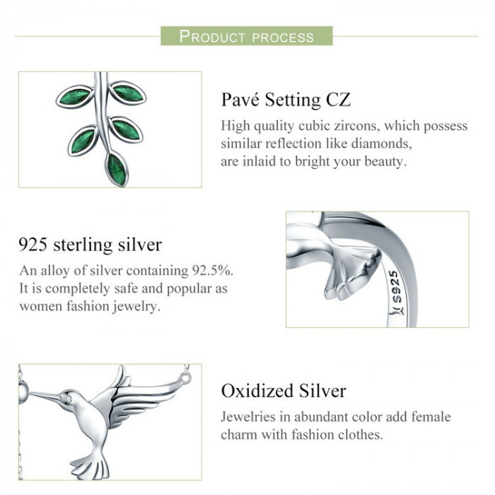 Set argint pasare colibri [3]