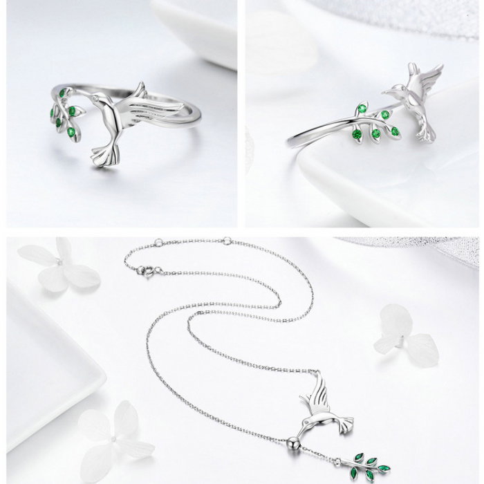 Set argint pasare colibri [2]