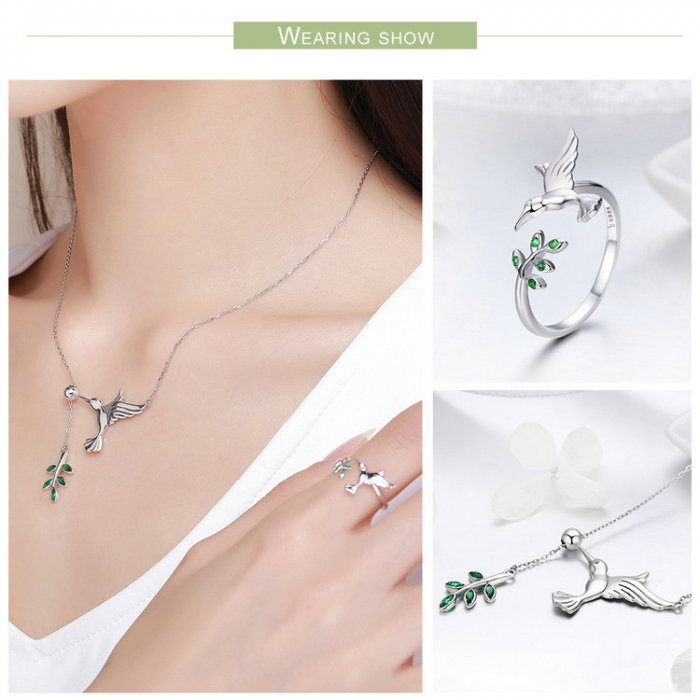 Set argint pasare colibri [15]