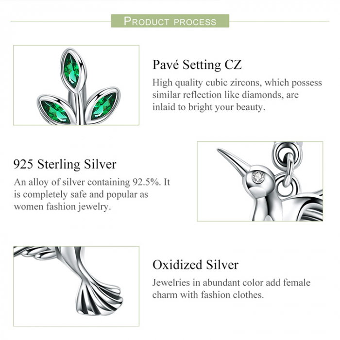 Set argint pasare colibri [10]
