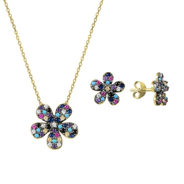 Set argint placat cu aur cu flori de cristale [1]