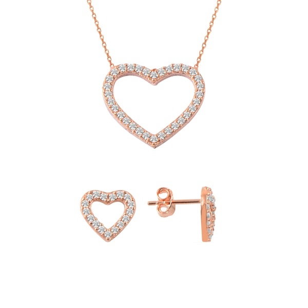 Set argint placat cu aur roz cu inimioare de cristale [1]