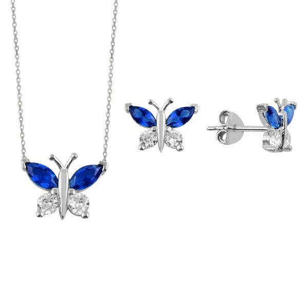 Set argint placat cu rodiu cu fluturasi de cristale [1]