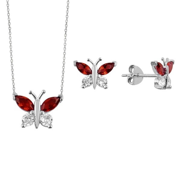 Set argint placat cu rodiu cu fluturasi de cristale [1]