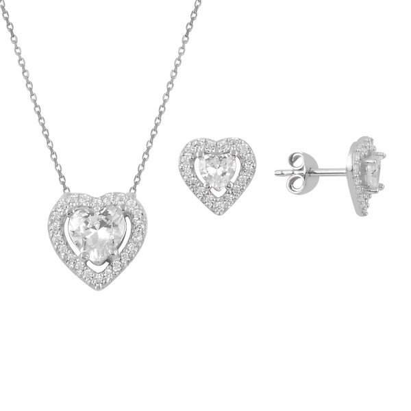 Set argint placat cu rodiu cu inimioare de cristale [1]