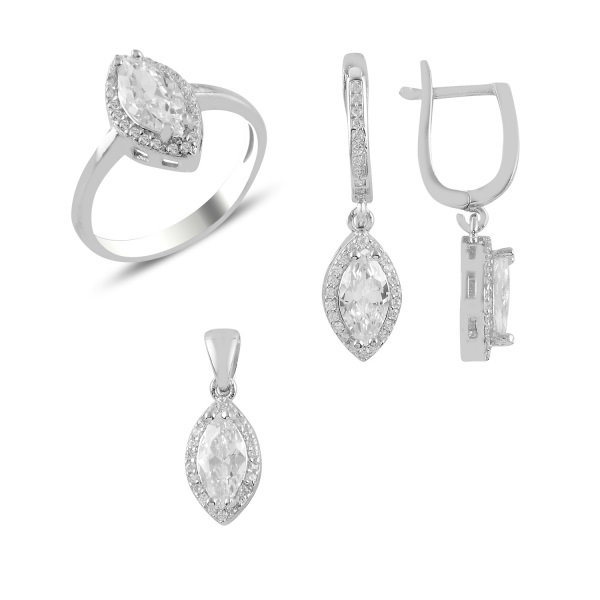 Set argint Solitaire cu zirconii marchize [1]