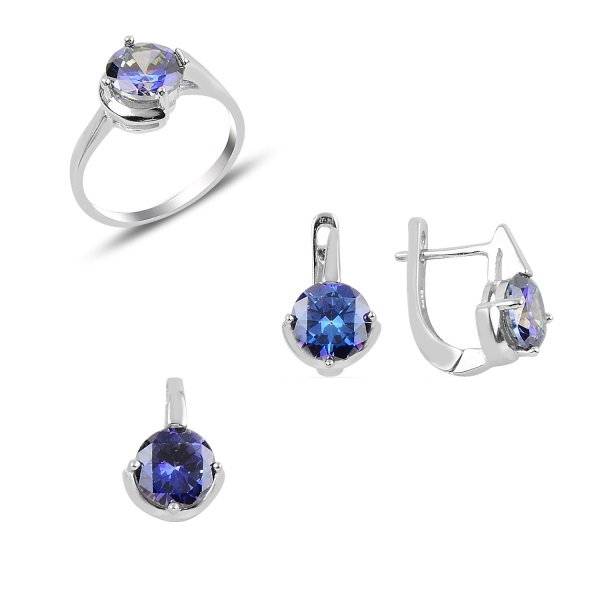 Set argint Solitaire cu zirconii Topaz Mistic [1]