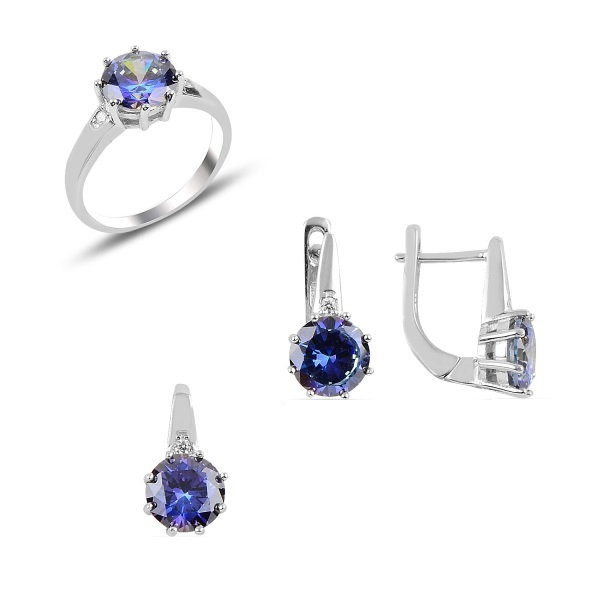 Set argint Solitaire cu zirconii Topaz Mistic [1]