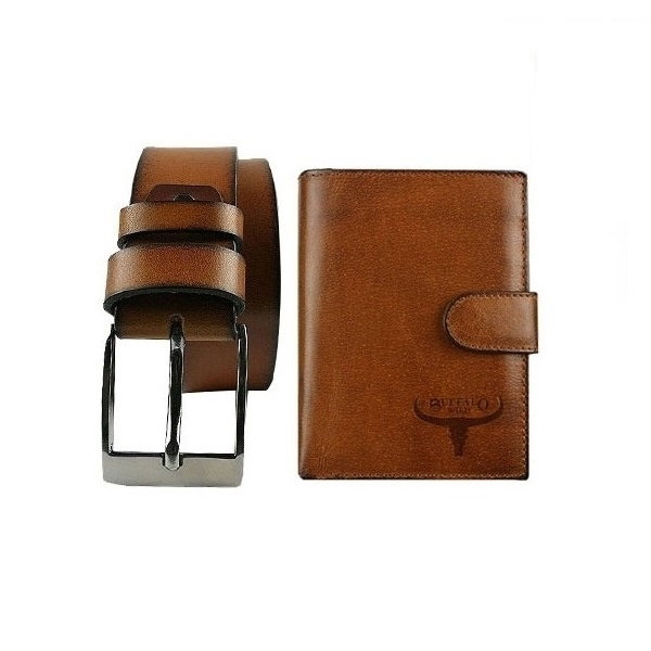 Set cadou barbati (portofel + curea) din piele naturala Wild BuffalO PORM636 [1]