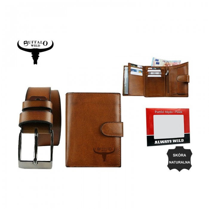 Set cadou barbati (portofel + curea) din piele naturala Wild BuffalO PORM636 [11]