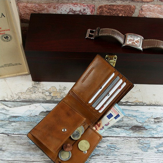 Set cadou barbati (portofel + curea) din piele naturala Wild PORM637 [5]