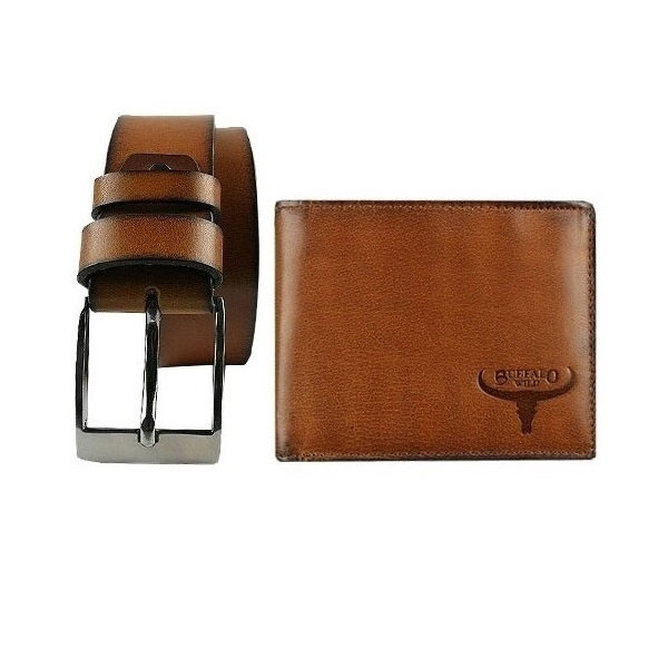 Set cadou barbati (portofel + curea) din piele naturala Wild PORM637 [1]
