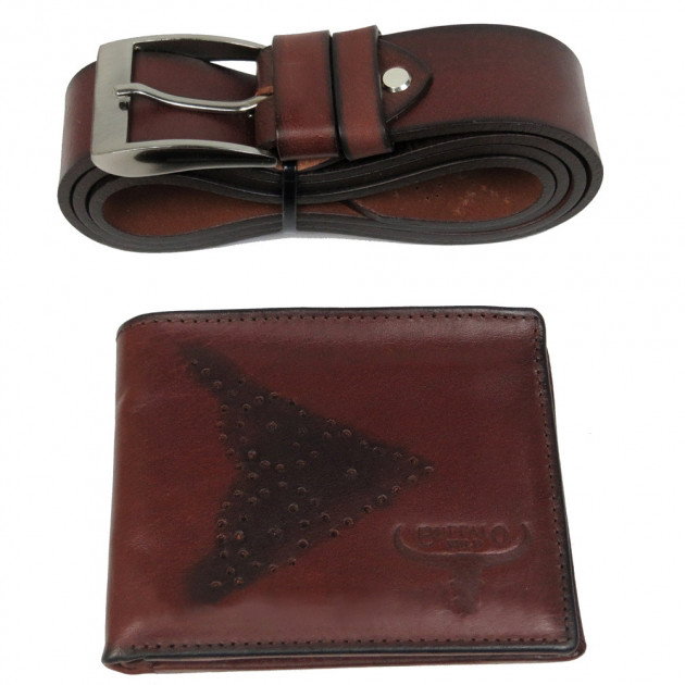 Set cadou barbati (portofel + curea) din piele naturala Wild PORM802 [1]