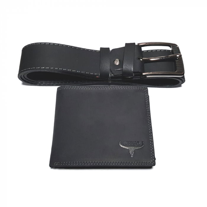 Set cadou barbati Wild BuffalO, portofel si curea din piele naturala, PORMG902 [1]