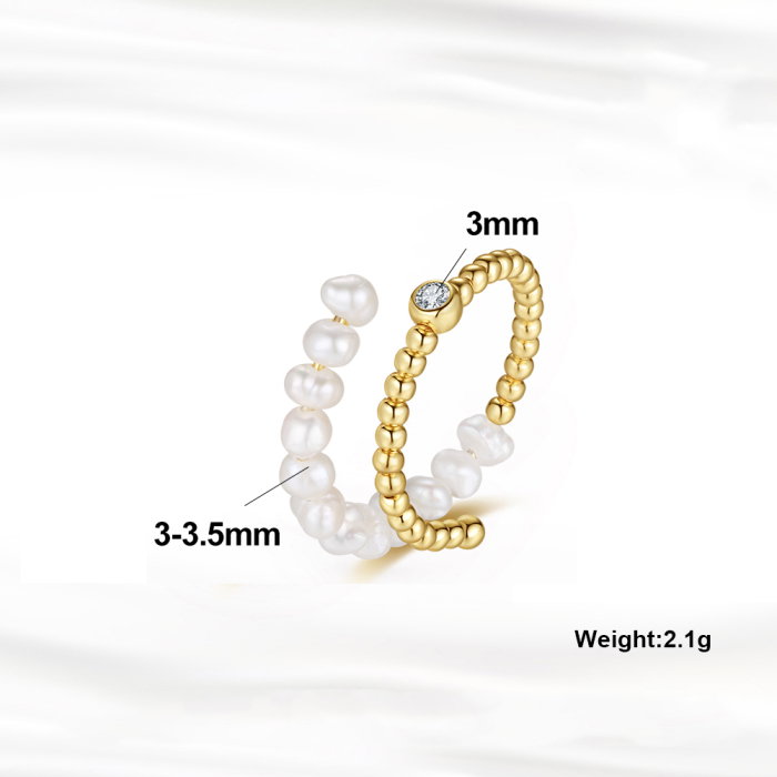 Set colier, cercei si inel argint 925 placat cu aur 14K cu perle naturale [10]