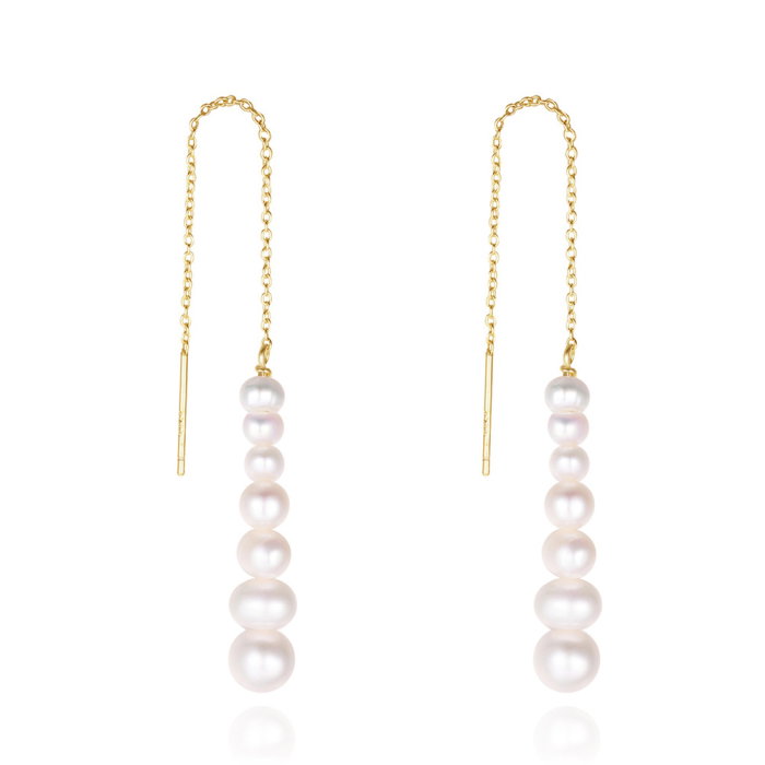 Set colier, cercei si inel argint 925 placat cu aur 14K cu perle naturale [5]