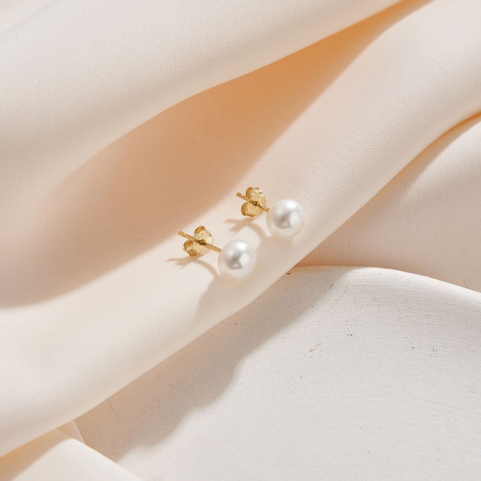 Set Colier si Cercei argint 925 placat cu aur 14K cu perle naturale [8]