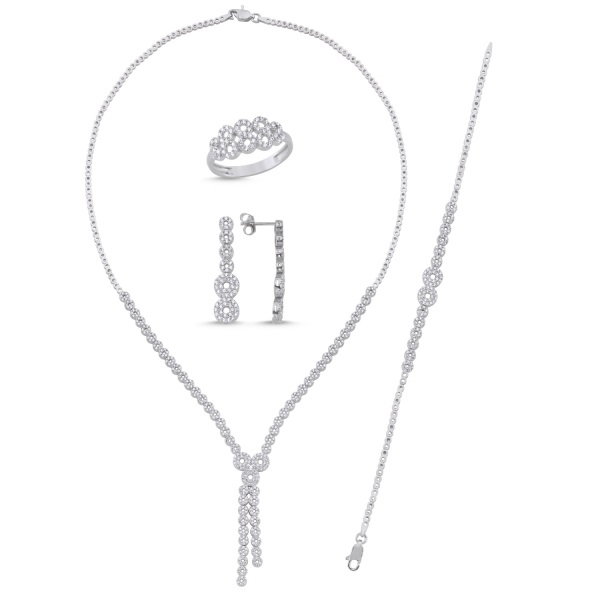 Set mireasa din argint 925 cu zirocnii albe [1]