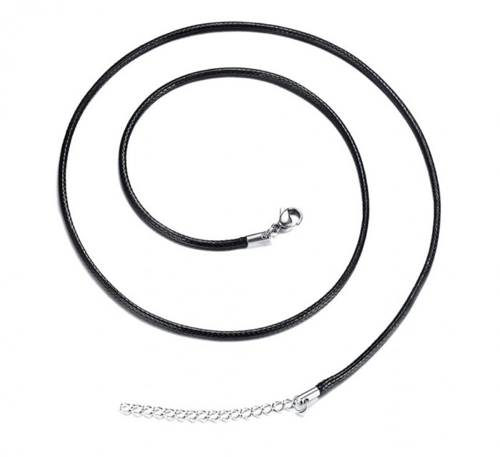 Snur sau bratara din sfoara cerata cu inox 45 cm 2 mm [1]