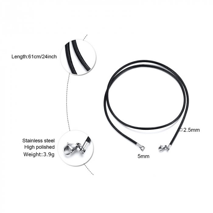 Snur sau bratara din piele cu inox 61 cm [4]