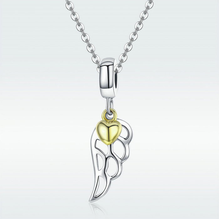 Talisman argint aripa de inger cu inimioara placat cu aur [7]