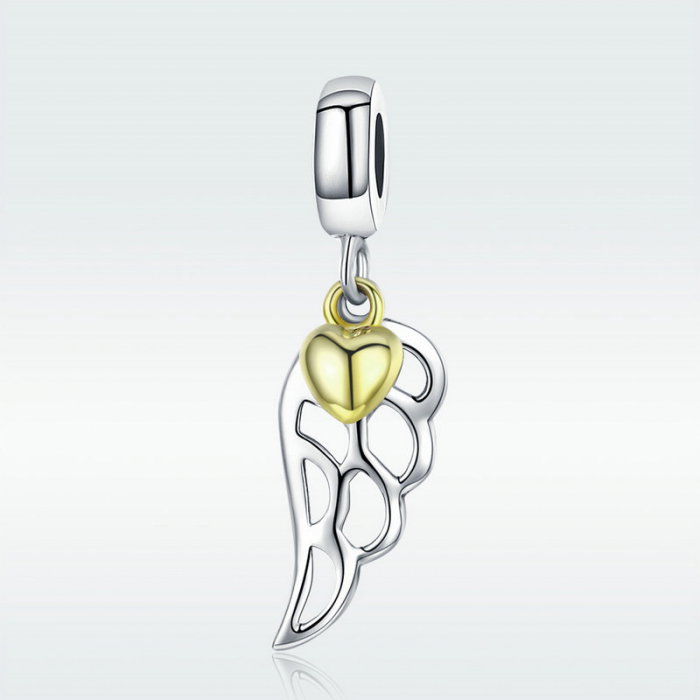 Talisman argint aripa de inger cu inimioara placat cu aur [2]