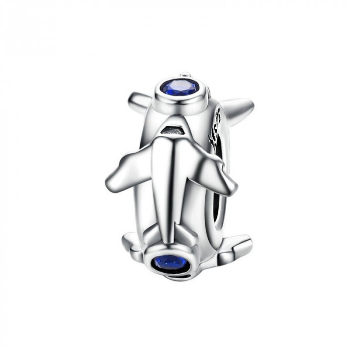 Talisman argint avion cu zirconii [1]