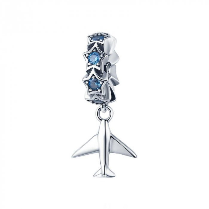 Talisman argint avion cu zirconii [1]