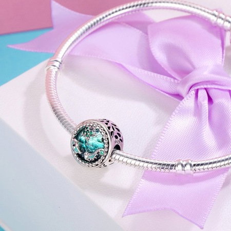 Talisman argint calut de mare pestisor si floare verde [7]