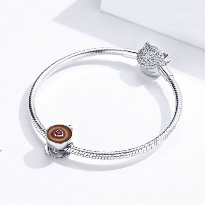 Talisman argint ceasca cu cafea placat cu rodiu [5]