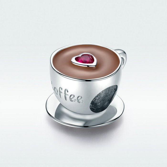Talisman argint ceasca cu cafea placat cu rodiu [4]
