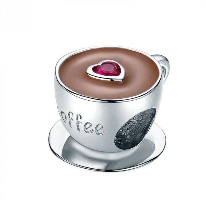 Talisman argint ceasca cu cafea placat cu rodiu [1]