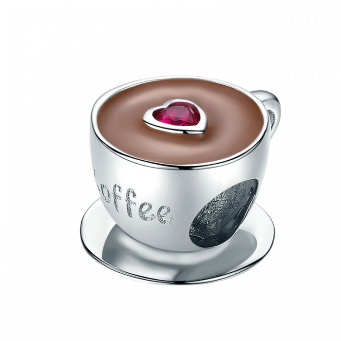 Talisman argint ceasca cu cafea placat cu rodiu [2]