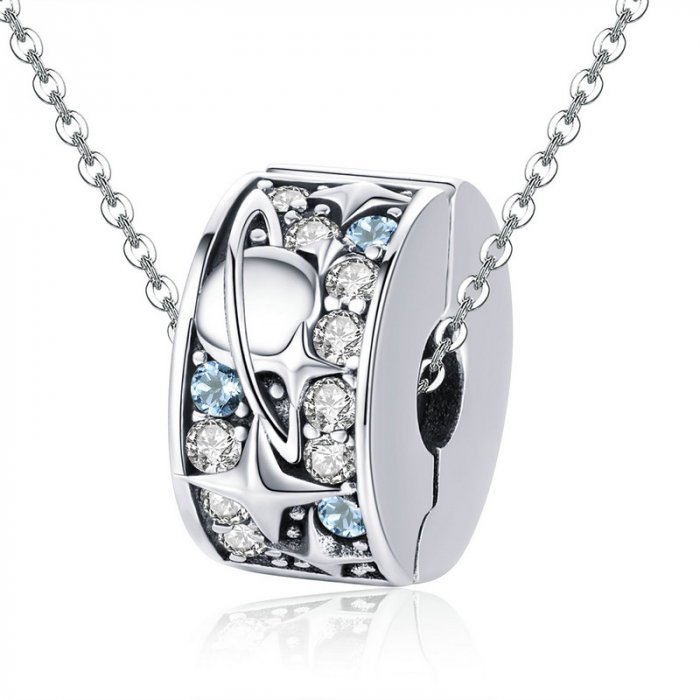 Talisman argint Clips cu planeta, luna si stele [5]