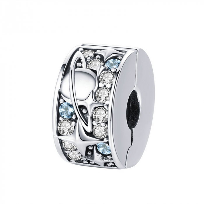 Talisman argint Clips cu planeta, luna si stele [1]