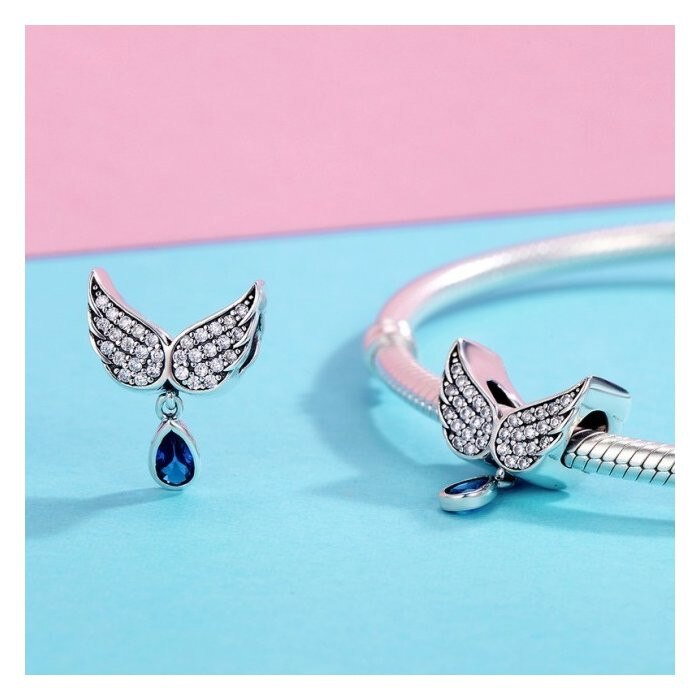 Talisman argint cu aripi de inger si zirconii [3]