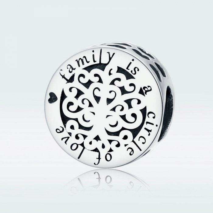 Talisman argint cu copacul vietii Family is a circle of love [5]