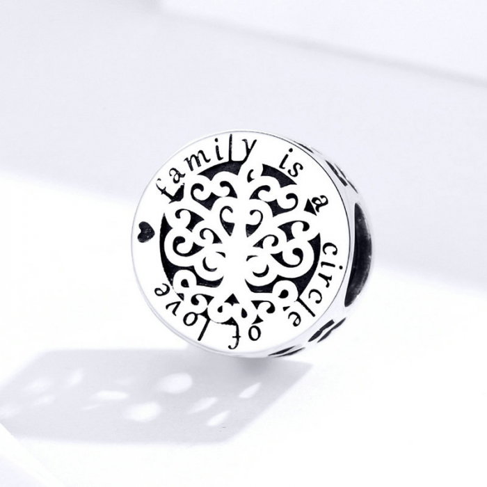 Talisman argint cu copacul vietii Family is a circle of love [3]